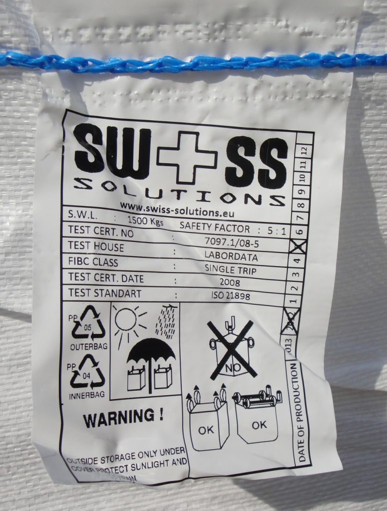 Swiss Solutions Big Bag Label 1500kg min
